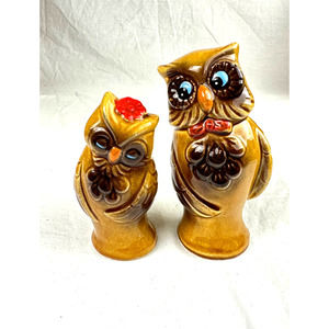 Vintage MCM Ceramic Owl Salt And Pepper Shakers Made In Japan